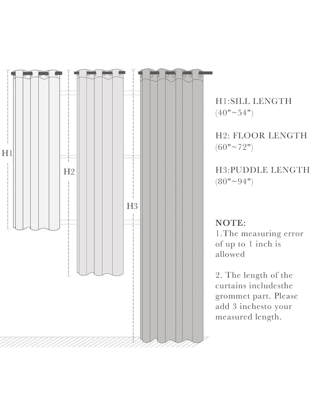 Room-Ready Gray Black Blackout Grommet Curtain Panels